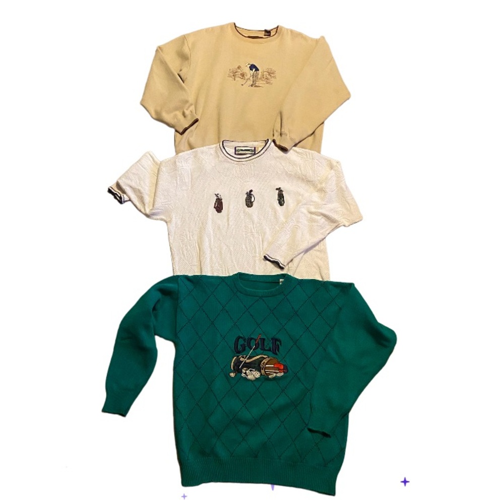 1990s NWOT embroidered bolf knit pullover bundle men’s L